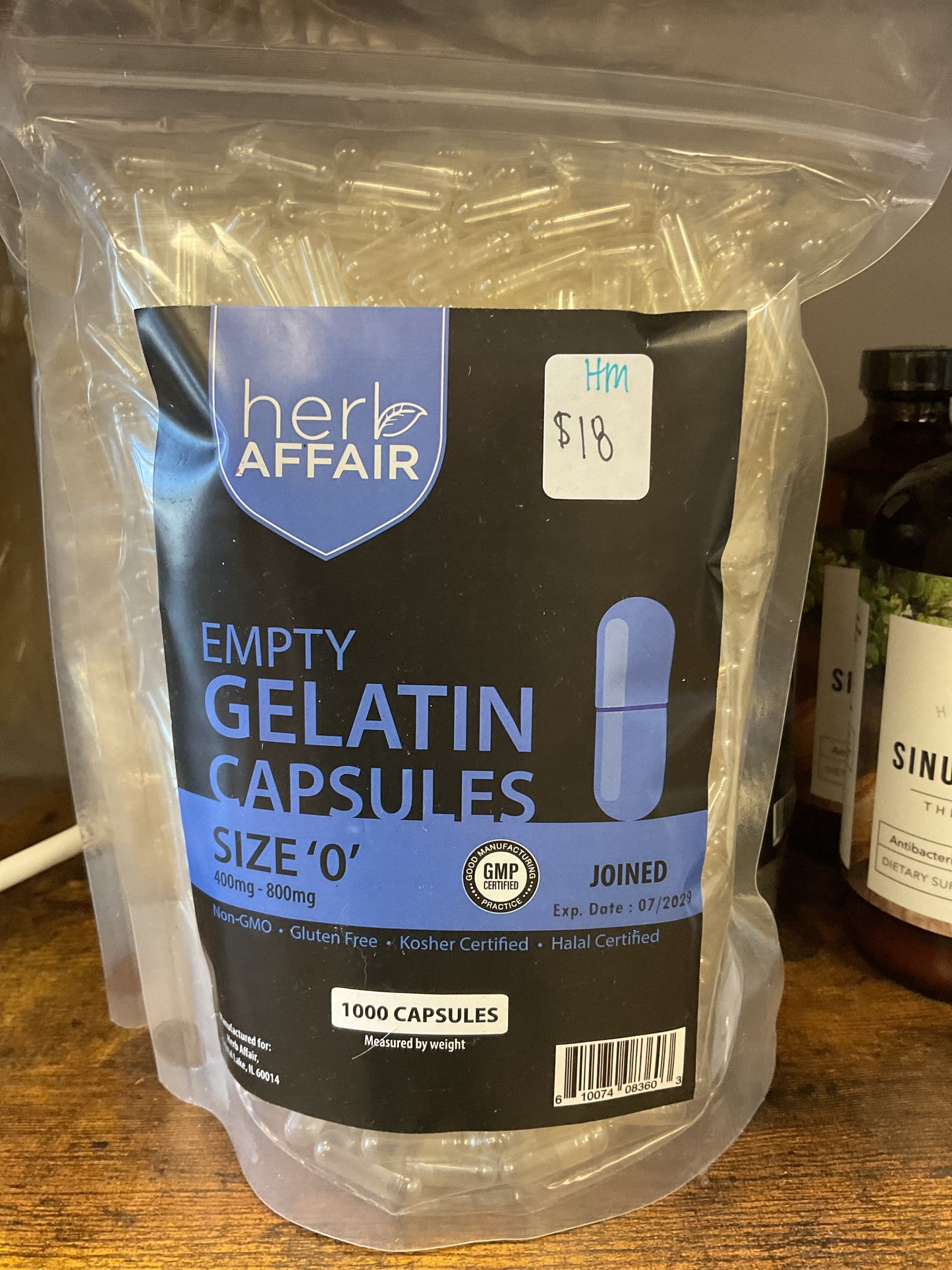 Empty gelatin capsules 1000ct size 0
